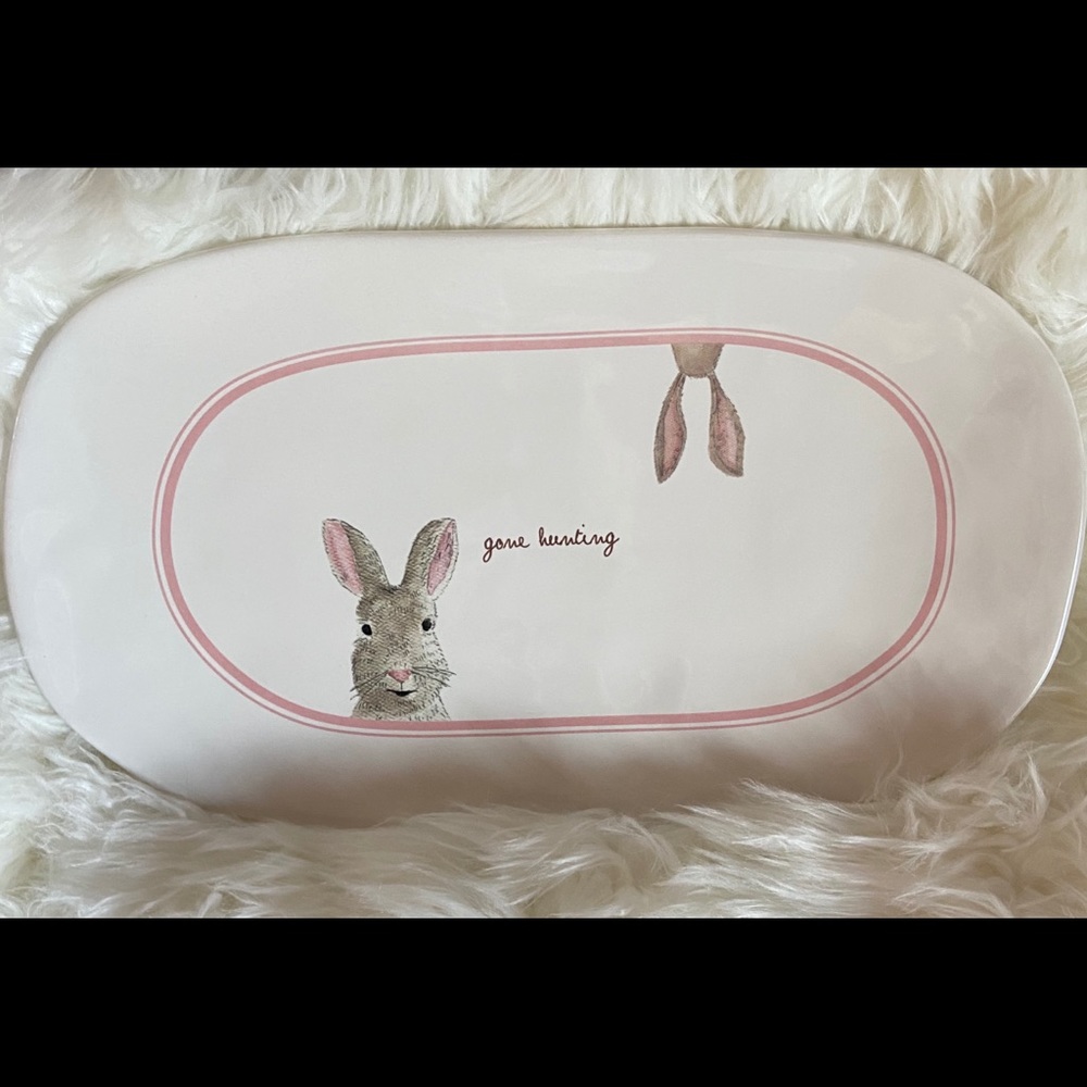 Rae Dunn Gone Hunting Bunny ceramic serving tray